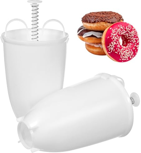 GARVALON 2Pcs Doughnut Maker Mould Set for DIY Baking, Non-Stick White Donuts Maker Bakeware Tool, for Homemade Dessert Doughnut Preparation