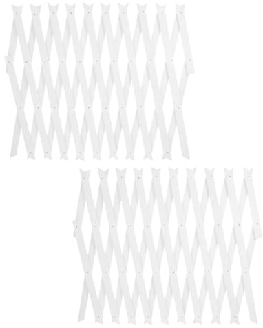 SUPVOX Lot de 2 Panneaux de Clôture en Treillis Extensible en Bois Massif Blanc H44 Support Grimpant pour Plantes D’extérieur et Intérieur Treillis Mural Décoratif pour Jardin et