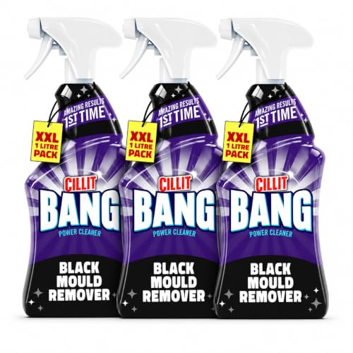 Black Mould Remover Spray - 1 Litre Each - Pack of 3 - Powerful Bathroom & Shower Cleaner for Tiles, Grout & Silicone – Removes Black Mould & Mildew Fast