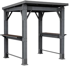 Keter Grillpavillon, Gartenpavillon, ideal als Grillstation, Holzoptik, Farbe: Grau, 247 x 200 x 238 cm