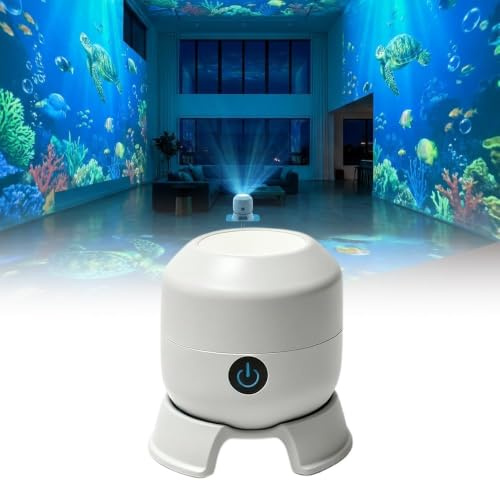 Pipihome Dynamic Rotating LED Ocean Projector Light | 360° Drehbarer Ozean Projektor Lampe, Wiederaufladbarer Dimmbar LED Sternenhimmel Projektor Nachtlicht für Erwachsene Party