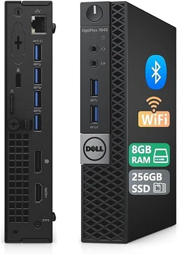 Dell Optiplex 7040 Mini Desktop-PC, Intel Core i5-6500, 8 GB RAM, 256 GB SSD, WiFi, Bluetooth, US-Layout, Windows 11 Pro (Generalüberholt)