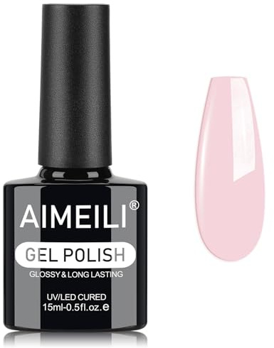 AIMEILI Smalti Semipermanenti per Unghie Rosa Nude Gel Polish Smalto Rosa Naturale UV LED Soak Off Semipermanente Lunga Durata Manicure Fai Da Te 15ml