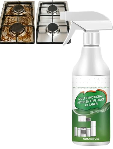 Kitchen Appliance Cleaner Degreaser Spray, All-Purpose Oven, Air Fryer & Stove Top Grease Remover, Heavy Duty Oil Stain Cleaner for Cooktop, Range Hood & Grill (1Pcs)