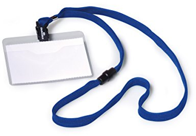 Durable 813907 Portanome con cordoncino in tessuto, aperto, chiusura di sicurezza, 60x90 mm, blu, confezione da 10 pezzi