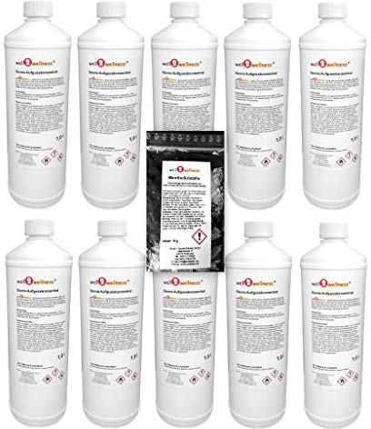 well2wellness® Saunaaufguss Saunaduft 10 Liter (10 x 1,0 l) - über 60 Saunadüfte zur freien Wahl plus 10g Mentholkristalle