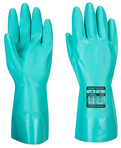Portwest A810GNRS Guanto Protezione Chimica in Nitrile, Verde, S