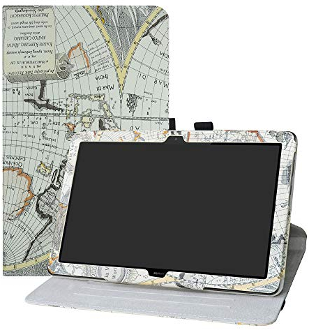 LFDZ Huawei MediaPad T5 10 2018 - Custodia girevole a 360 gradi in pelle PU con simpatico motivo a manicotto per tablet Huawei MediaPad T5 da 10 2018 da 10, colore: Bianco