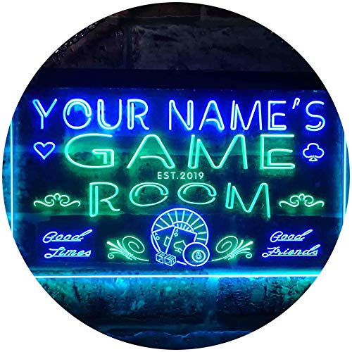ADVPRO Personalized Your Name Est Year Theme Game Room Man Cave Dual Color LED Barlicht Neonlicht Lichtwerbung Neon Sign Grün & blau 300 x 210mm st6s32-PL1-tm-gb