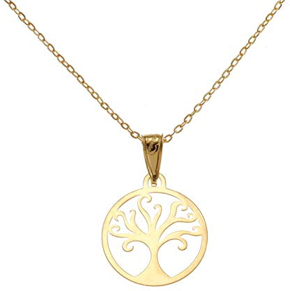 Collier avec pendentif arbre de vie en or 9 carats avec chaîne de 40,6 cm et boîte cadeau à bijoux.