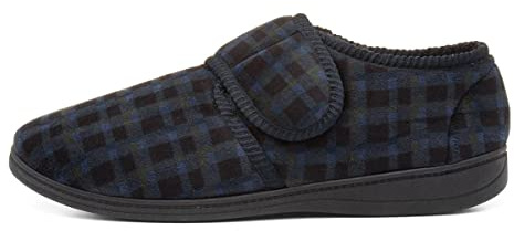 The Slipper Company Mens Navy Touch Fasten Slipper - Size 6 UK - Blue