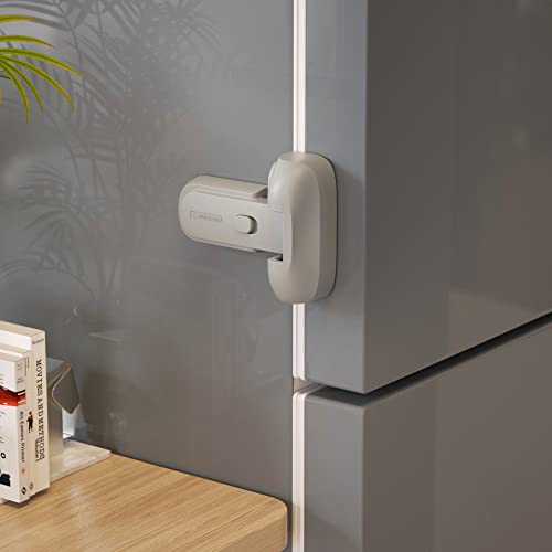 EUDEMON 1 Pack Updated Child Proof Refrigerator/Fridge/Freezer Door Lock Apply to Max 1(25mm) Sealing Strip for Toddlers and Kids, no Tools Need or Drill (Grey)