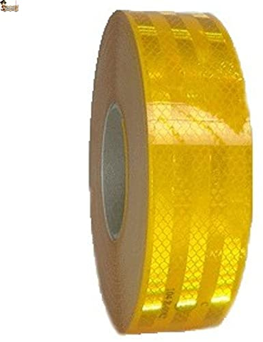 BricoLoco.com 3 M V23 godkänd självhäftande reflekterande tejp för lastbil, motorcykel, cykel. bredd 51 mm. Röd, gul eller vit Signalband, varning. (50 mts. x 51 mm GUL)