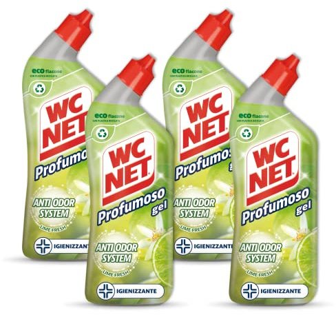 Wc Net - Profumoso Gel, Detergente Liquido per Sanitari, Prevenzione Calcare e Igienizzante per WC, Essenza Lime Fresh, 700 ml x 4 Confezioni