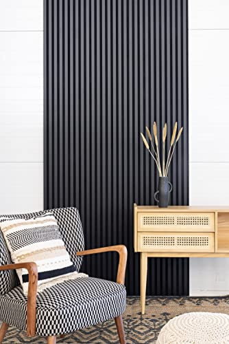 Leiste24 Akustikpaneel 2600 x 400 mm Schwarz Schwarz | Lamellenverkleidung mit schwarzem Akustikfilz, Wandverkleidung im Lamellendekor Schwarz für moderne Innenräume