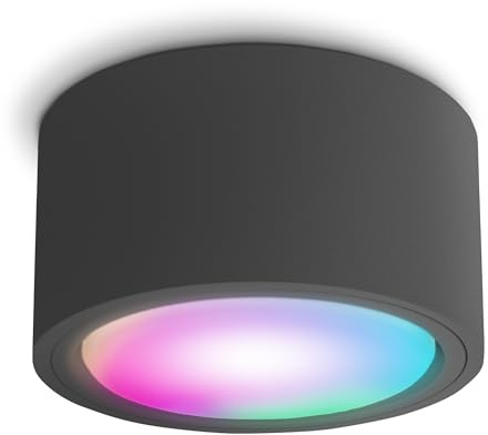SSC-LUXon CELI-X Aufbauspot flach inkl. LED Leuchtmittel kompatibel mit Alexa, Siri & Google - Deckenspot mit Smart LED RGB+W GX53