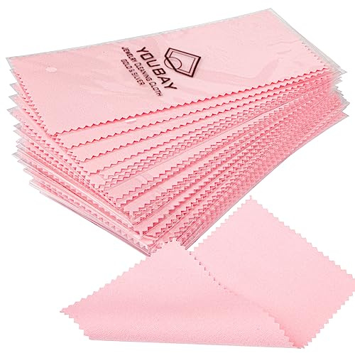 youbay 8x16cm Paño de Limpieza para Joyas - 30 Piezas envueltas Individualmente para pulir Plata esterlina | Oro | latón | Platino(Rosado)