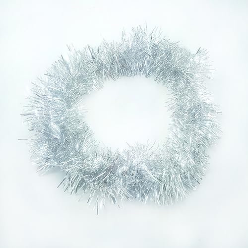 Wambere 5 Stück Weihnachten Girlande 2 m Weihnachten Lametta Girlande,Glänzend Weihnachtsbaum Ornamente,für Weihnachtsbaum Dekoration,Weihnachten Hochzeit Geburtstagsparty Dekorationen,Silber