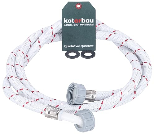KOTARBAU® Waschmaschinen Zulaufschlauch 2M x ⌀ 13 mm Panzerschlauch Spülmaschine Schlauch 3/4 Zoll Bogen/Gerade Geschirrspüler Ersatzteile Zulaufschlauch mit Dichtung Wasserzulaufschlauch