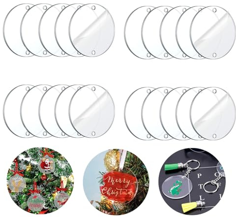 BigKing 20 Stück 15 cm Acrylplatte, runde, transparente Acrylplatte, 0,2 cm dicke, transparente runde Acryl-Rohlinge für Basteln, Dekorationen, Schilder, Weihnachts-Bilderrahmen, 38 cm, Acryl