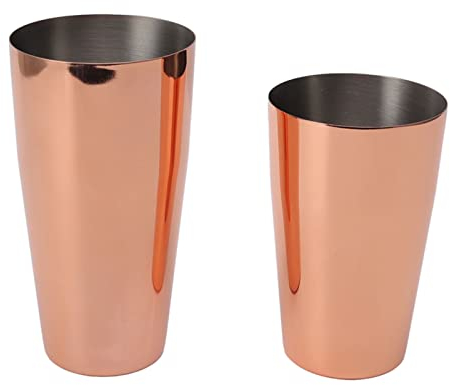 BestAlice Juego de Coctelera, 2 Piezas de Coctelera Boston, Mezclador de Bebidas Martini de Acero Inoxidable para Barman, Coctelera de Martini de Oro Rosa para Barman