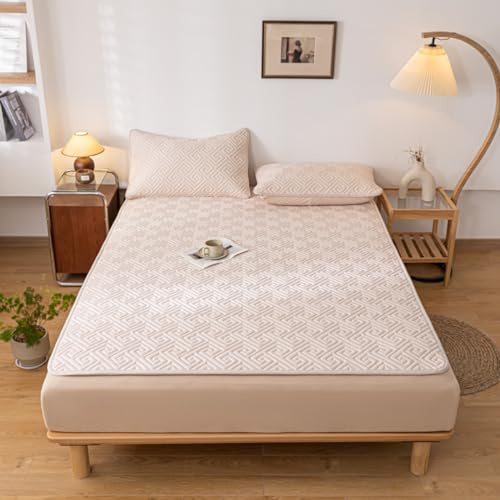 HAIBA Matratzenauflage 150 x 190 cm Matratzenschoner Gesteppt Khaki weiche Matratzen Topper, Atmungsaktive und schnell trocknende Matratzenauflage, als Matratzenschutzbezug geeignet