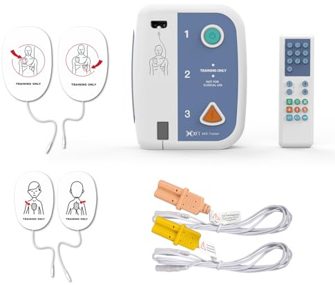 AED Trainer Portátil, Desfibrilador de Entrenamiento, DEA Trainer para Curso de SVB y DEA, Bilingüe Francés & Holandés, Desfibrilador Formacion con Control Remoto, 10 Escenarios (XFT-120C+)