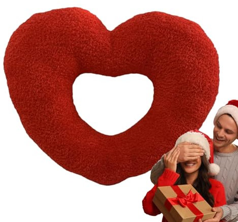 DISPRA Kissen in Herzform, Plüschkissen zum Valentinstag – niedliches Herz, Plüsch, Liebe, Kissen, dekorativ, für Urlaub, bequemes Bett