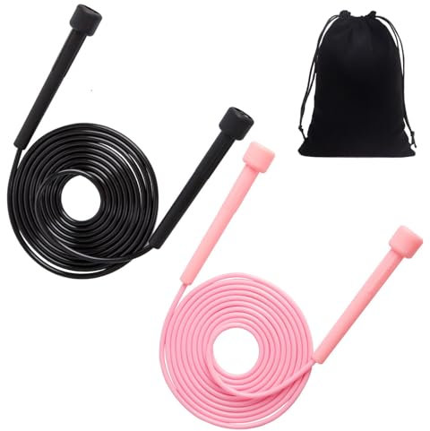 AYNKH Paquete de 2 cuerdas de saltar ajustables con bolsa de almacenamiento, cuerdas de salto de velocidad delgadas y ligeras con mango antideslizante para ejercicio en casa, entrenamiento corporal,