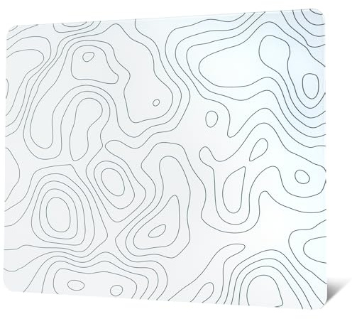 Glas-Mauspad für Gaming, weißes topografisches hartes Gaming-Mauspad, professionelles großes Mauspad, 410 mm x 310 mm, spezielle Glasoberfläche mit verbesserter Präzision und Geschwindigkeit