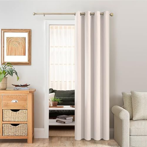 MRTREES Gardinen Blickdicht Beige mit Ösen, Abdunkelnde Vorhänge 250 cm Lang 140 cm Breit, 1 Stück, Thermo Vorhang Kälteschutz für Tür Wohnzimmer Kinderzimmer, Blackout Curtain
