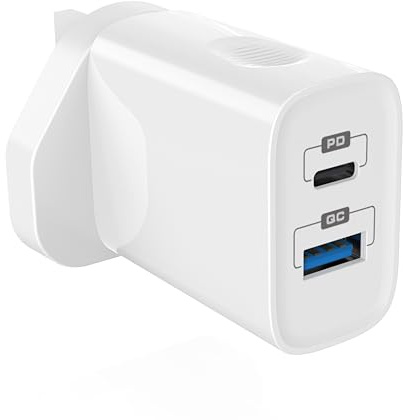 Ilikable 2 Port 20W USB C Fast Charger UK Plug | Dual Port PD Adapter, Fast Charge For iPhone 15 14 13 12 11, iPad And AirPods