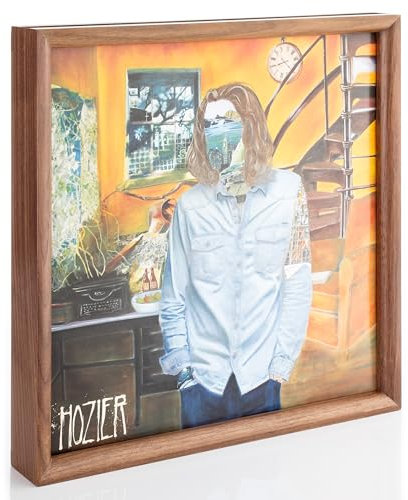 MÖNKE Vinyl-Plattenständer und -Rahmen – zur Wandmontage oder als Tischgerät – präsentieren Sie Ihre aktuellen oder Lieblings-Vinylplatten elegant – für die meisten Schallplatten geeignet (Walnuss)