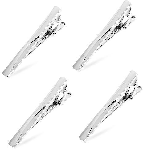 WRITWAA 4stücke Krawattenclip Für Herren Aus Edelstahl Eleganter Silberner Necktie Clip Für Hochzeiten Formelle Anlässe Und Business-outfits Praktisches Accessoire Für Modernen Mann