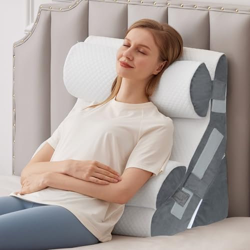 MEGCXIT Keilkissen zum Schlafen, 10-in-1 verstellbares Schaumstoff-Keilkissen zur Linderung von Säurereflux, 58,4 cm breit, dreieckiges Kissen für postoperative Eingriffe, Linderung von