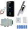 YAVIS Kit Sistema de Control de Acceso Tuya WiFi, Teclado de Huellas Impermeable Dactilares de Pantalla táctil NFC con Pantalla RFID 125 kHz/13,56 MHz, Cerradura eléctrica, Alimentación, Door Bell ﻿