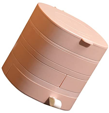 Uhr, Lippenstift, Deckel, Ringe, Lippenstift, Rosa, Armbänder, Ohrringe, Make-up-Schicht, Halskette, Schmucktablett, tragbar, mehrschichtig, für Reisen – -Schicht-Halter, Halsketten, rotierende