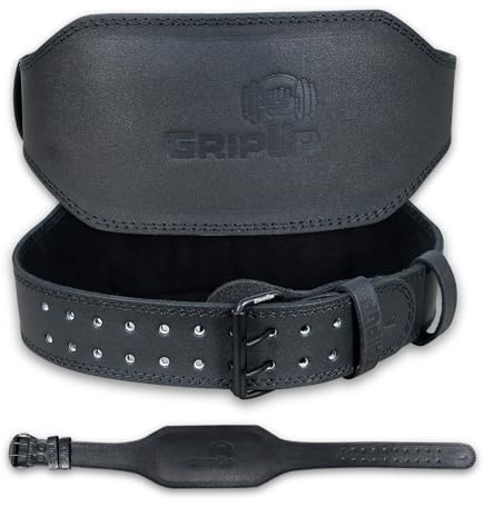 GripUp Gewichthebergürtel Fitness 4” & 6” – Verstellbarer Trainingsgürtel mit starker Schnalle, Powerlifting Krafttraining Gürtel Bodybuilding Gym Weight Lifting Belt Männer Damen (Schwarz 6, XXL)
