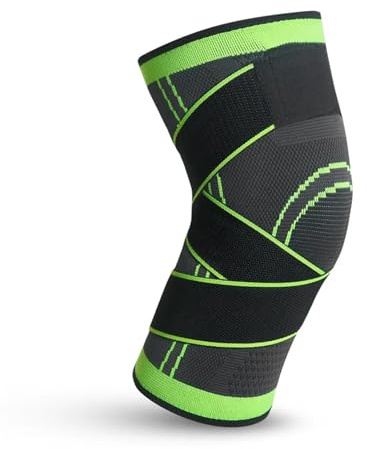 MTKSFDC Knee Pads for Work 1PC Sports Knee Pad Men Pressurized Elastic Knee Pad Support Fitness Gear Basketball Volleyball Brace Tennis Cycling Protector(Green,M)