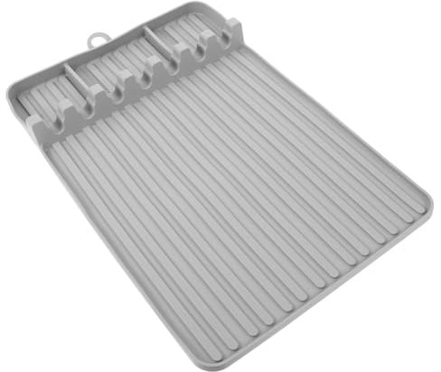 BESTonZON Silicone Grill Side Shelf Mat and Bbq Utensil Rest for Gas Grills Heat Resistant Kitchen Silicone Mat with Drip Tray for Outdoor Barbecue