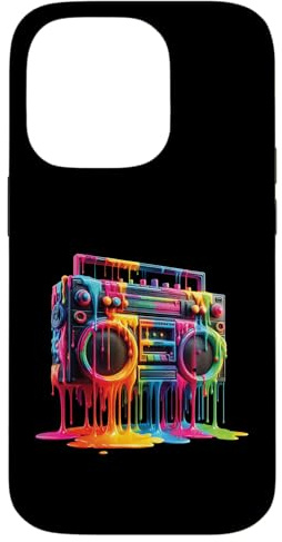 Boombox Old School 80S Peinture goutte à goutte Hip Hop Street Style Coque pour iPhone 14 Pro