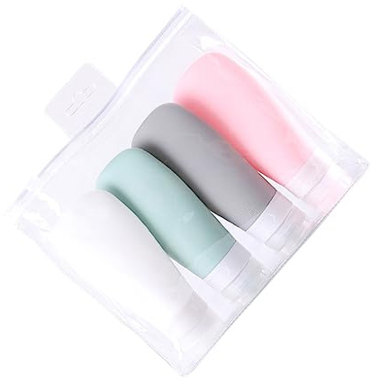 FOMIYES Pack de 4 Botellas de Silicona Recargables para Viajes de 90ml con Bolsa Ligera y Reutilizable, Adecuado para Camping y Artículos de Tocador