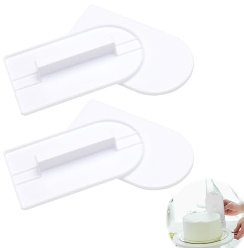 4 Pack Fondant Smoother Tool Set, 5.7 x 3.1 Inch Plastic Cake Polisher for Icing Sugar Craft, Flat Paddle Scraper with Handle for DIY Baking Decoration, White