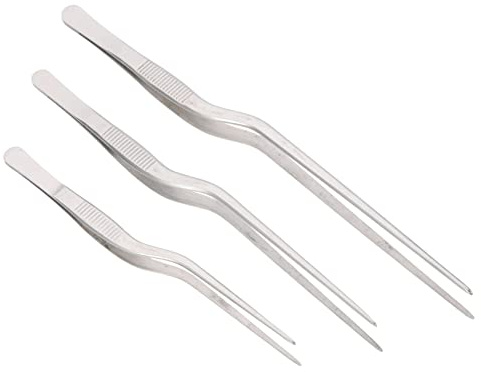 MUCKLILY Lot De 3 Pinces à Épiler En Acier Inoxydable 304 Multifonctions, Outils D’épilation Et Ustensiles Cuisine Pour Manipulation D’arêtes De Poisson, Usage Culinaire Professionnel Et Domestique