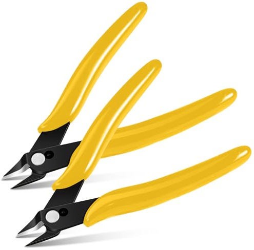 Ainiv Pinza da Taglio Diagonale, 2pz Pinze per Taglierine di Precisione | Pinza elettricista, Spellafili e Tagliafili, Multifunzionale Tronchesi a Filo per Artigianato Creazione Gioielli, Giallo