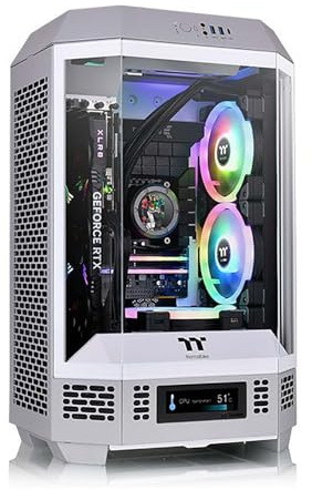 Caja De Ordenador, Caja De PC Gaming De Torre Media M-ATX/ITX - Puertos USB 3.0/Tipo-C Frontales - Panel Panorámico De Cristal Templado - Incluye Pantalla LCD De Expansión De 3,9 Pulgadas