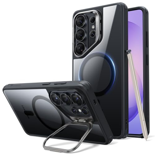 ESR Funda para Samsung Galaxy S26 Ultra, Compatible MagSafe, Control de Cámara, Funda con Soporte Oculto Integrado, Protectora Grado Militar, Resistente a Arañazos, Serie Classic, Negro Transparente