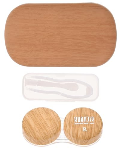 TOKIDNY Set Custodie per Lenti a Contatto Cosmetiche Kit Compatto e Resistente Contenitori Antigoccia per Viaggi Casa e Campeggio Colore Marrone Chiaro