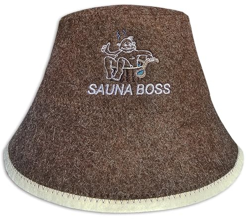 PRINZEPS Sauna Boss Saunahut Herren Perfekte Saunamütze aus 100% Filz - Sauna Hut Filzhut Sauna Mütze Herren Kopfbedeckung - Sauna Geschenke für Männer