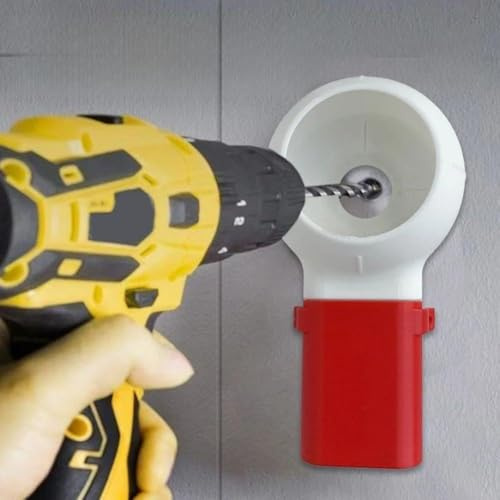 CashMuch Drill Dust Collector with Guide and Bottle Interface for Wood, Stone, and Metal Drilling, Red White